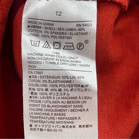 Banana Republic Linen Blend Pleated Full Skirt Above Knee Burnt Orange Size 12 - Picture 9 of 10